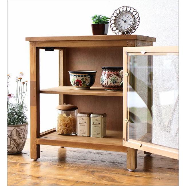 ガラスキャビネット おしゃれ 収納 シェルフ シャビー 飾り棚 キッチン