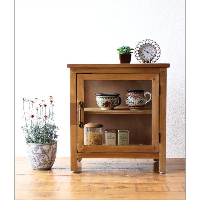 ガラスキャビネット おしゃれ 収納 シェルフ シャビー 飾り棚 キッチン