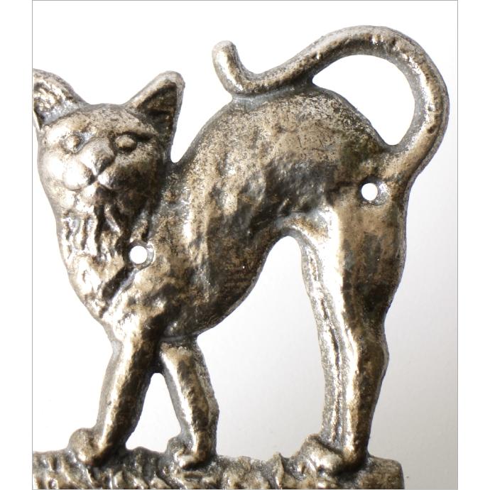 フック 壁掛け アンティーク 2連 猫 玄関 鍵掛け アイアン 鋳物 壁