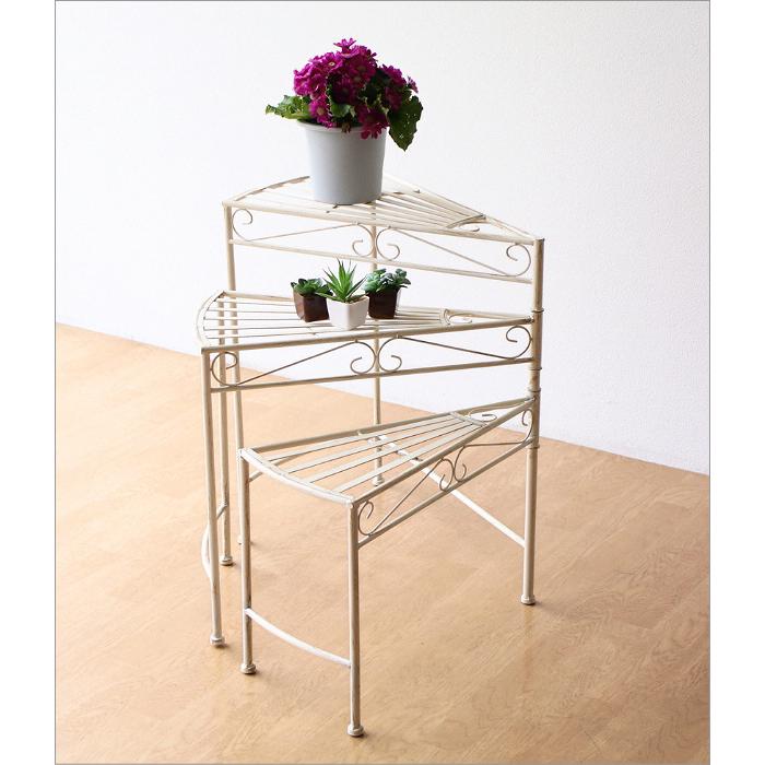 フラワースタンド 花台 アイアン おしゃれ 3段 コンパクト