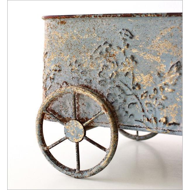 カート ブリキ アンティーク おしゃれ ガーデンカート かわいい