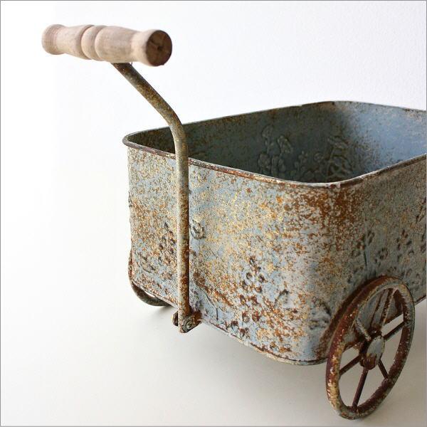 カート ブリキ アンティーク おしゃれ ガーデンカート かわいい