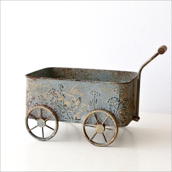 カート ブリキ アンティーク おしゃれ ガーデンカート かわいい