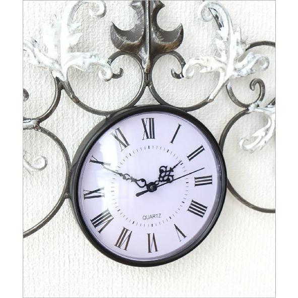 壁掛け時計 壁掛時計 掛け時計 壁掛け時計 おしゃれ ウォールクロック アイアン エレガント アンティーク ウォールクロック ヴェルサイユ2カラー ロング｜gigiliving｜06