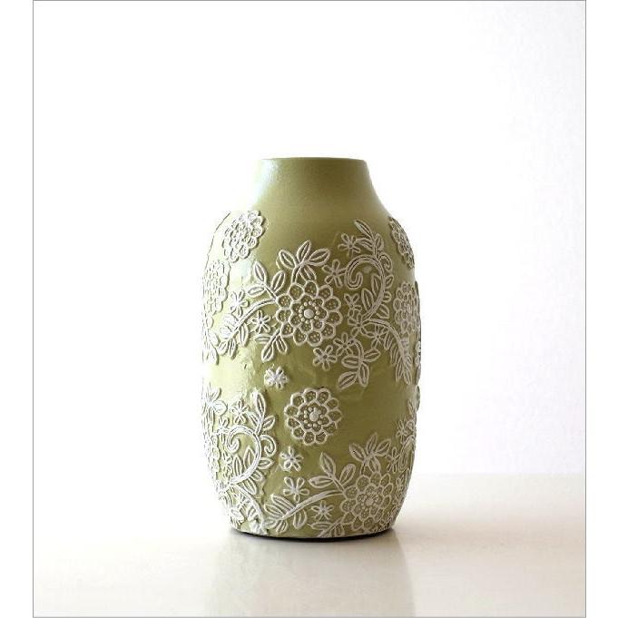 花瓶 花びん フラワーベース おしゃれ 陶器 かわいい レース模様 花柄 壺 テラコッタフラワーガーデンベース Sik23 ギギリビング 通販 Yahoo ショッピング