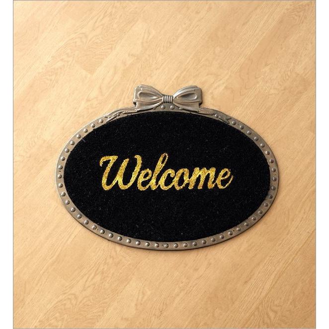 玄関マット 屋外 おしゃれ かわいい 可愛い 楕円 Welcome ココヤシ コイヤーマット ラバーマット ドアマット エントランスマット ゴールドリボン Sik4175 ギギリビング 通販 Yahoo ショッピング