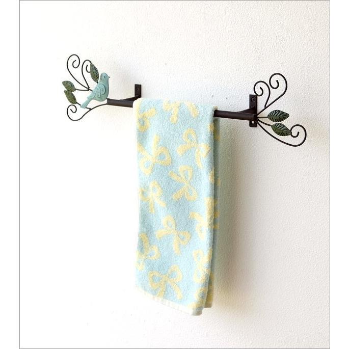 タオルハンガー おしゃれ アイアン タオルバー タオル掛け トイレ ハイクオリティ キッチン アンティーク レトロアイアンのタオルハンガー ブルーバード シャビー レトロ 洗面所