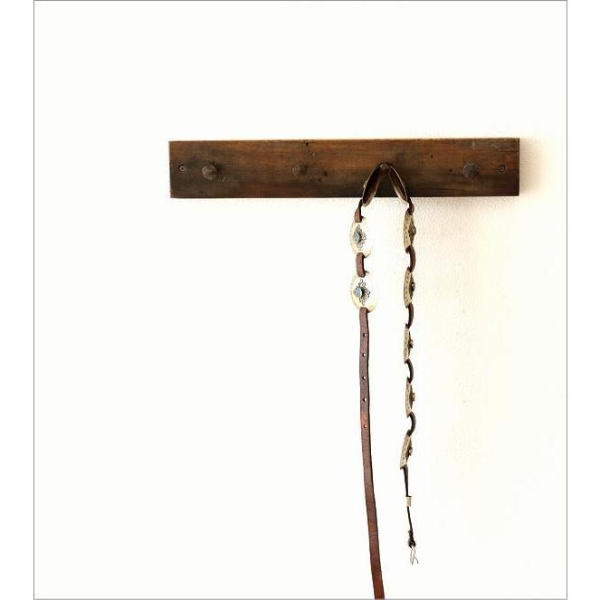 フック 壁掛け 4連 アンティーク 木製 古木 ウォールフック 玄関 帽子