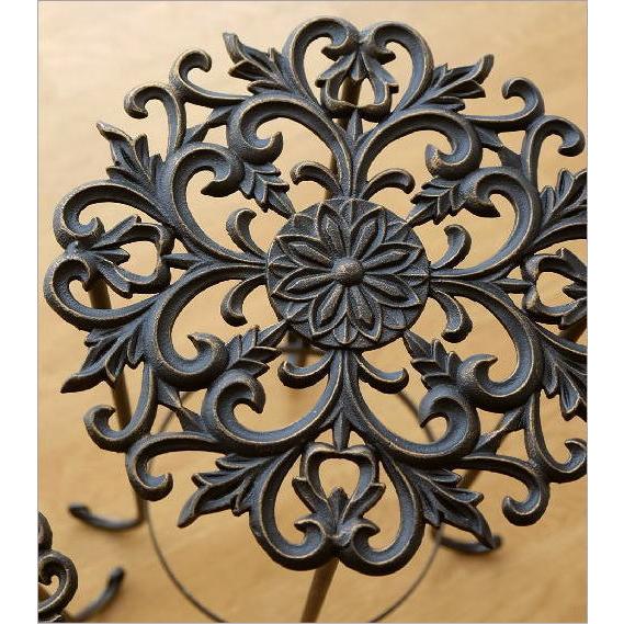 花台 フラワースタンド おしゃれ アイアン 鉢台 鉢スタンド アンティークゴールドのスタンド2サイズセット 