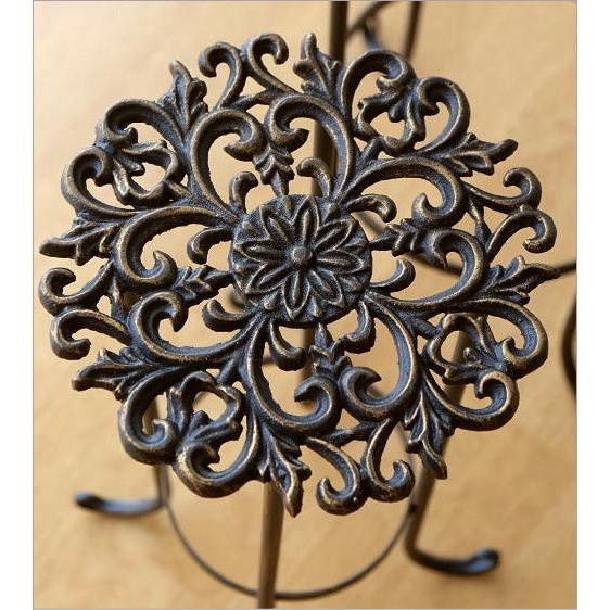 花台 フラワースタンド おしゃれ アイアン 鉢台 鉢スタンド アンティークゴールドのスタンド2サイズセット 