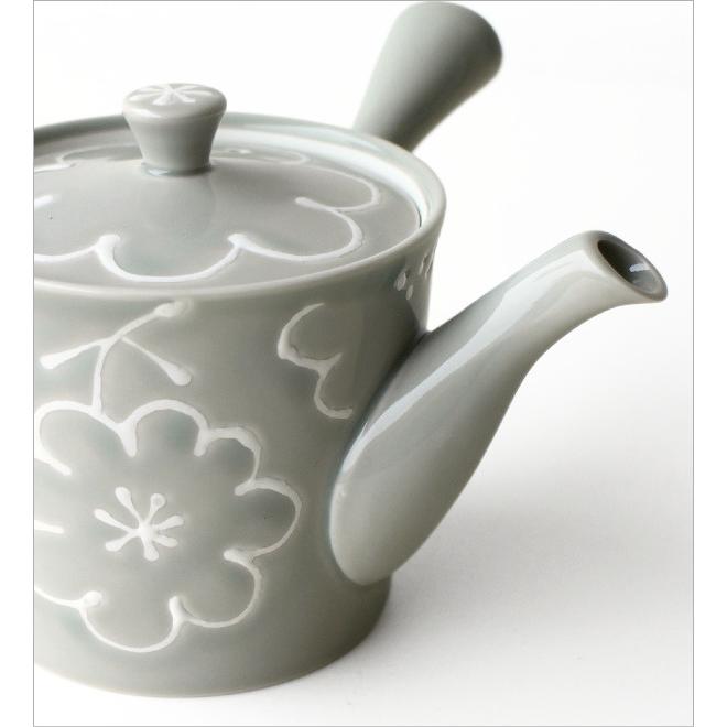 急須 波佐見焼 日本製 磁器 茶こし付き 花柄 和モダン 360ml 横手