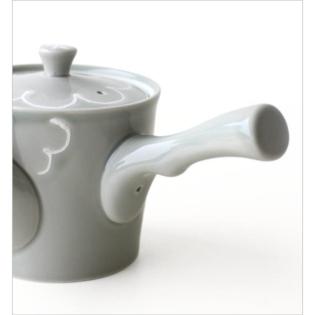 急須 波佐見焼 日本製 磁器 茶こし付き 花柄 和モダン 360ml 横手