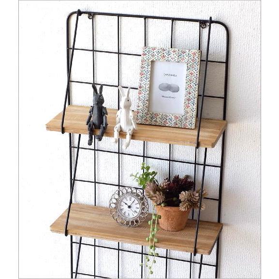 ウォールシェルフ 3段 壁掛け おしゃれ アイアン ウッド 飾り棚