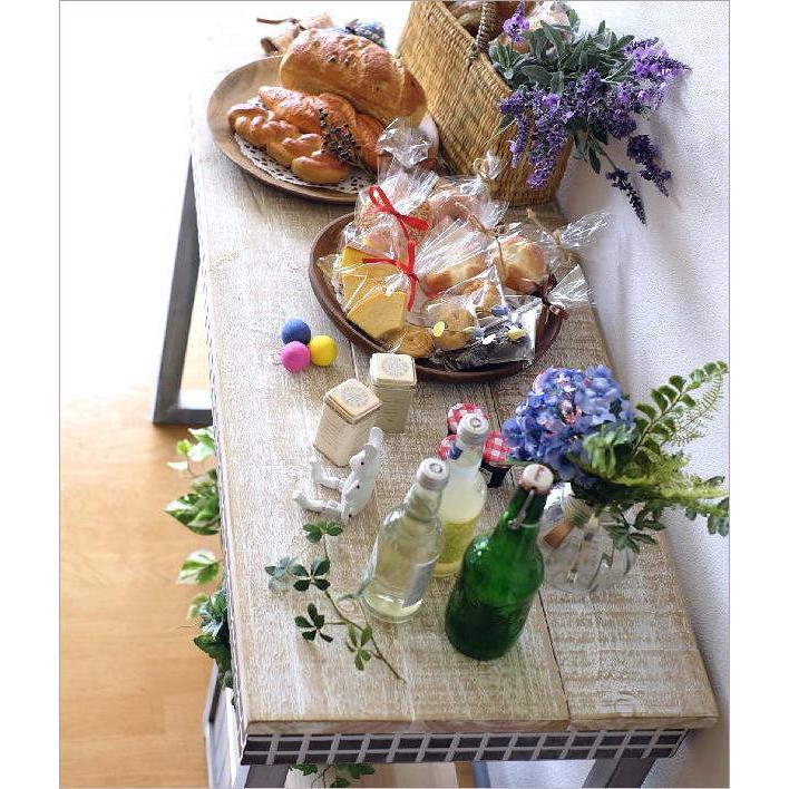 コンソールテーブル おしゃれ ワークテーブル ウッドテーブル 天然木 レトロ アンティーク シャビーなメタルとウッドのテーブル |  | 02