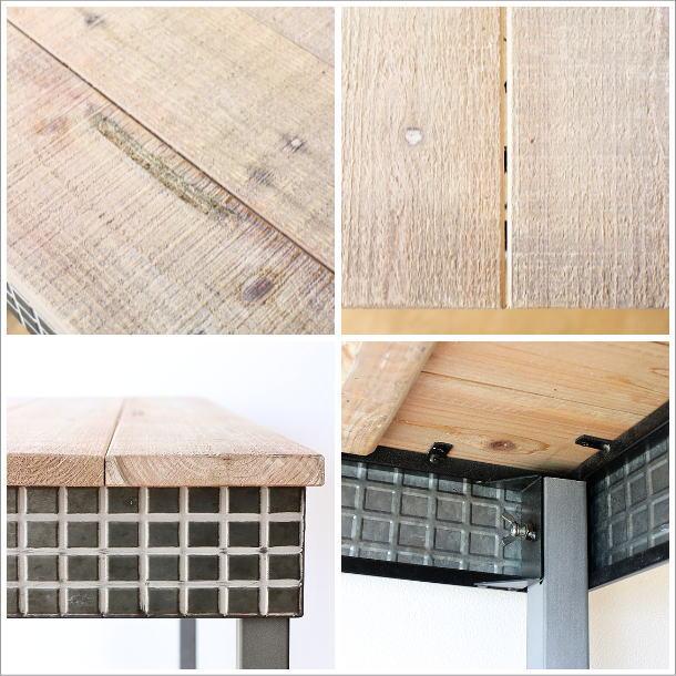 コンソールテーブル おしゃれ ワークテーブル ウッドテーブル 天然木 レトロ アンティーク シャビーなメタルとウッドのテーブル |  | 07