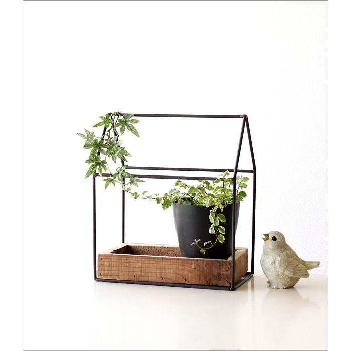 ウッドボックス アイアンハウス トレイ おしゃれ ハウス型 小物入れ