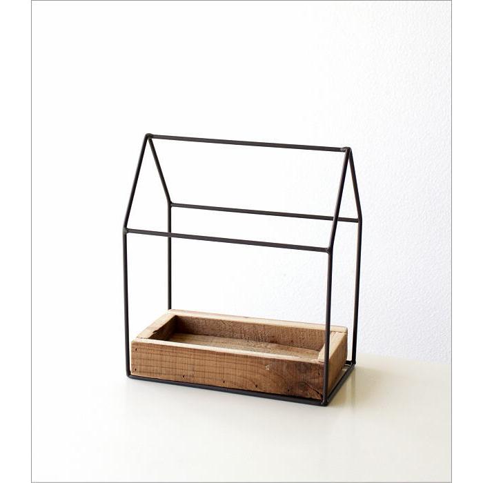 ウッドボックス アイアンハウス トレイ おしゃれ ハウス型 小物入れ