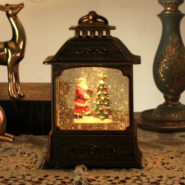 スノードーム クリスマス 光る LEDライト グリッター 自動 雪 ラメ