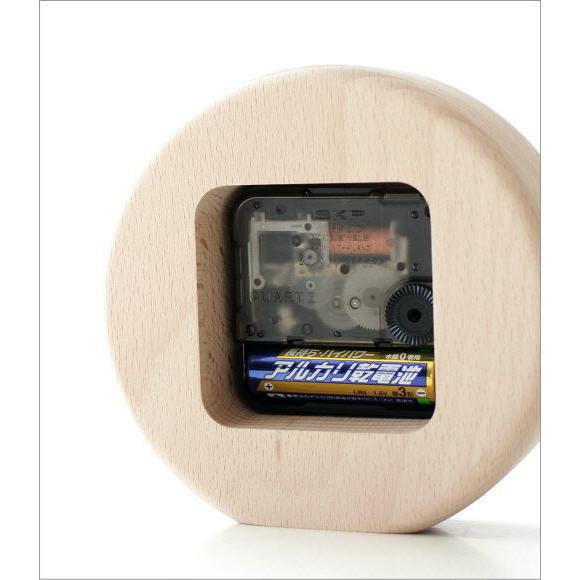 置き時計 おしゃれ アナログ 陶器 かわいい シンプル 美濃焼 日本製 焼き物 文字盤なし 数字なし 丸い 丸形 陶器とウッドの置時計 3カラー