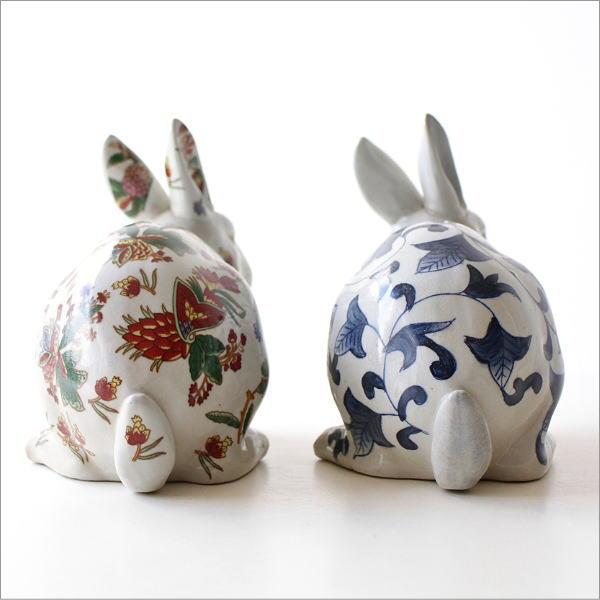 【美品】人形　兎　小物入れ　陶器　置物　インテリア　工芸品　美術品　A1076 うさ小物入れ #陶芸
