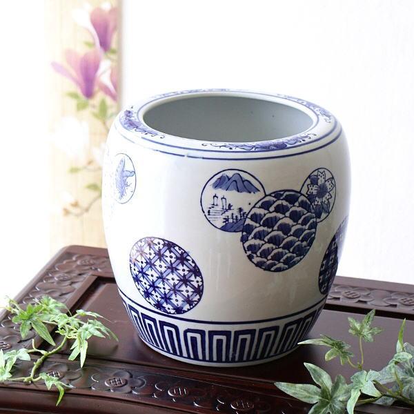 植木鉢 おしゃれ 陶器 火鉢 陶器鉢 メダカ鉢 金魚鉢 丸型 和風 観葉