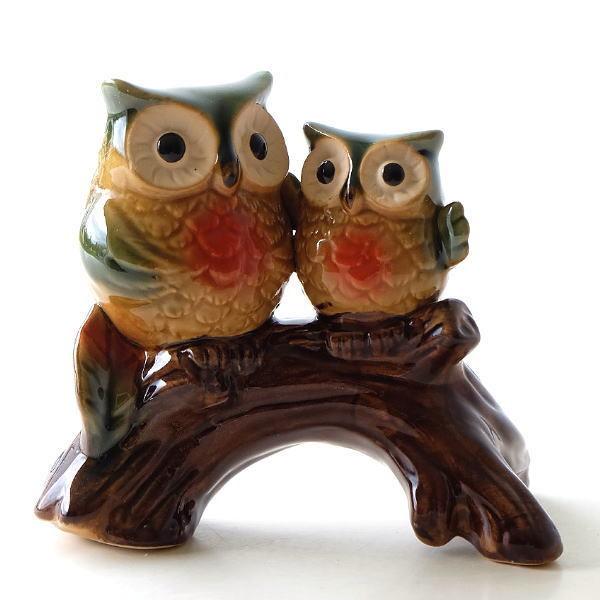 柔らかな質感の ふくろう オブジェ 置物 おしゃれ 陶器 親子 雑貨 玄関 かわいい フクロウ インテリア 小物 陶器の置物 親子フクロウ Supplystudies Com
