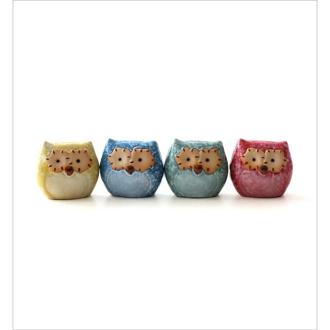 ふくろう 置物 陶器 小さい ミニ オブジェ フクロウ 置き物 雑貨