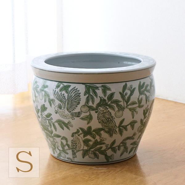 鉢カバー 陶器 おしゃれ 10号 8号鉢用 30cm 穴なし 火鉢 シノワズリ 和