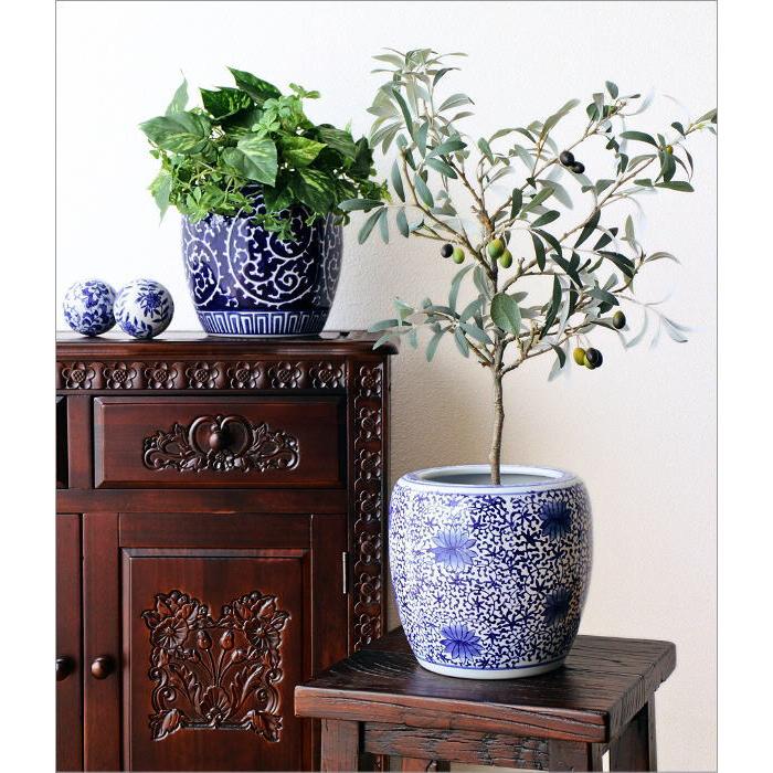 植木鉢 おしゃれ 陶器 火鉢 陶器鉢 メダカ鉢 金魚鉢 丸型 和風