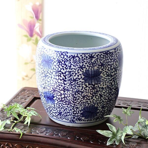 植木鉢 おしゃれ 陶器 火鉢 陶器鉢 メダカ鉢 金魚鉢 丸型 和風 観葉