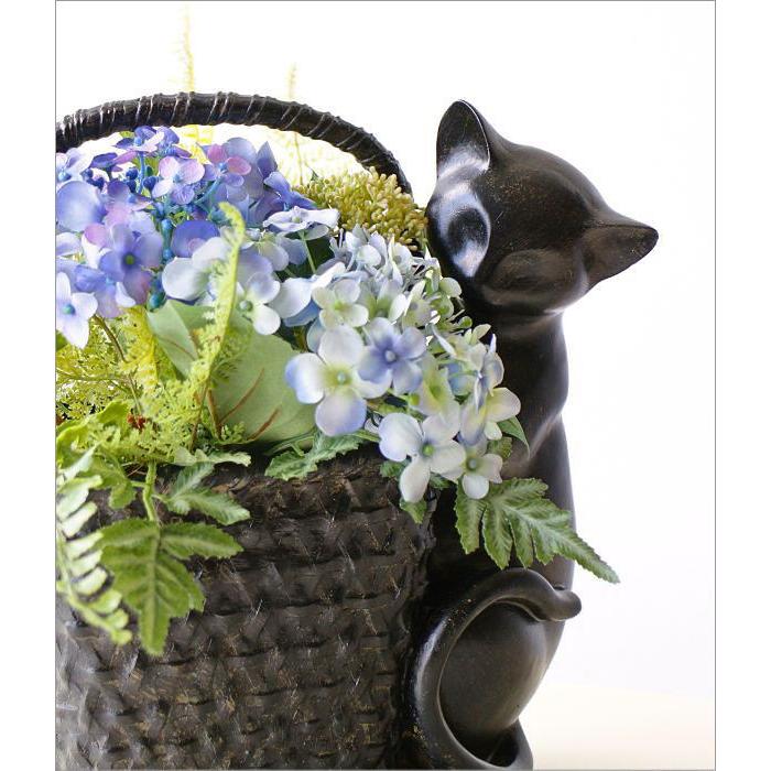 鉢 プランター 猫 鉢カバー かご バスケット 編み籠 デザイン ネコ