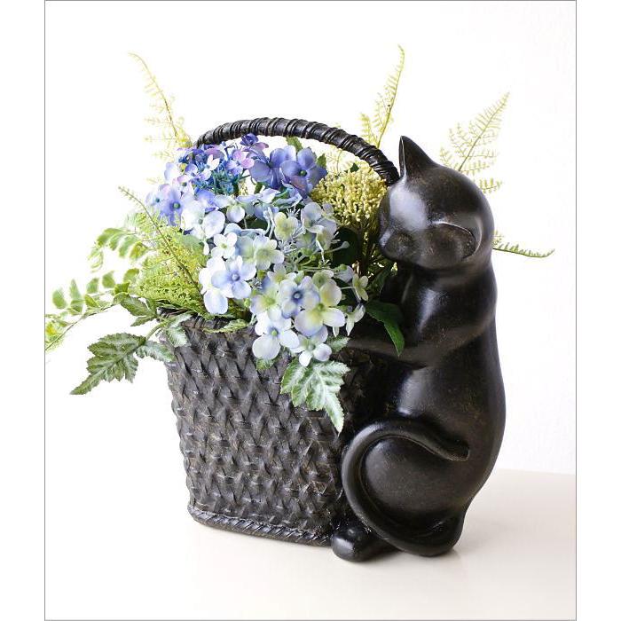 鉢 プランター 猫 鉢カバー かご バスケット 編み籠 デザイン ネコ