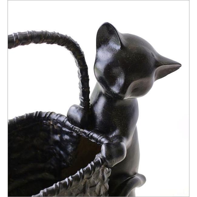 鉢 プランター 猫 鉢カバー かご バスケット 編み籠 デザイン ネコ