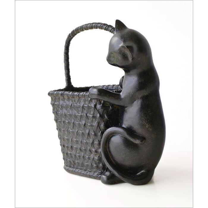 鉢 プランター 猫 鉢カバー かご バスケット 編み籠 デザイン ネコ