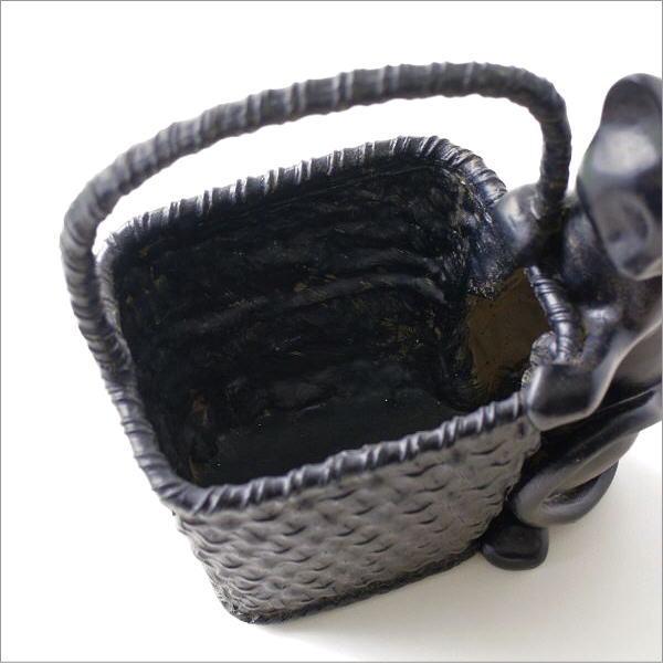 鉢 プランター 猫 鉢カバー かご バスケット 編み籠 デザイン ネコ