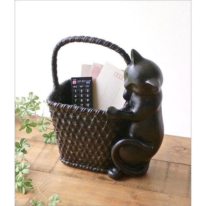 鉢 プランター 猫 鉢カバー かご バスケット 編み籠 デザイン ネコ