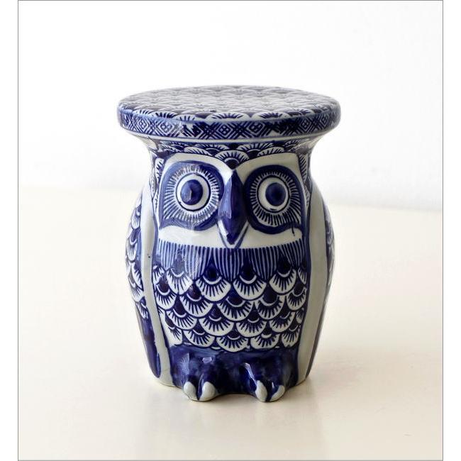 フクロウ 古織部焼 古美術 工芸品 花器 高さ約8cm 置物 インテリア