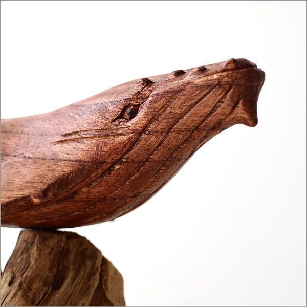 クジラ 置物 オブジェ 木彫り 木製 海の生き物 天然木 くじら 鯨