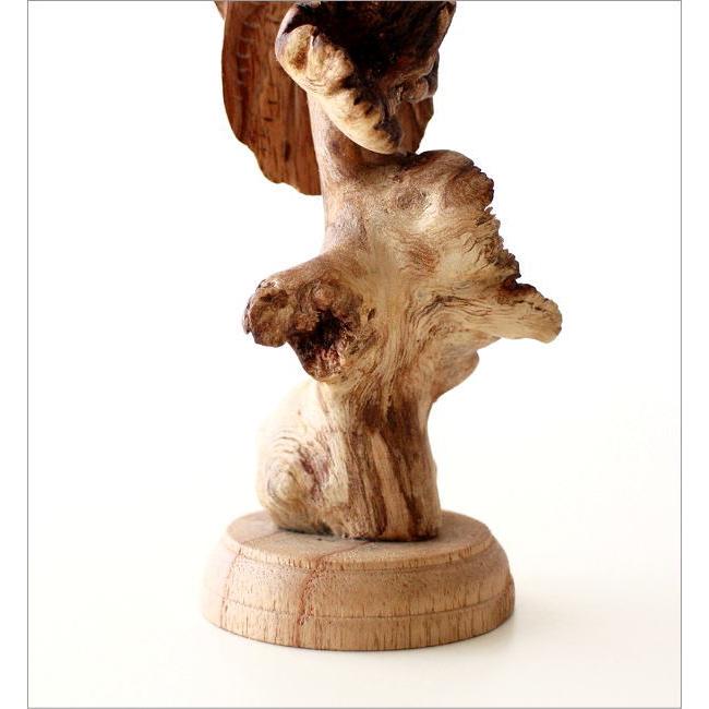 ふくろう 置物 木製 玄関 かわいい オブジェ 木彫り 鳥 天然木