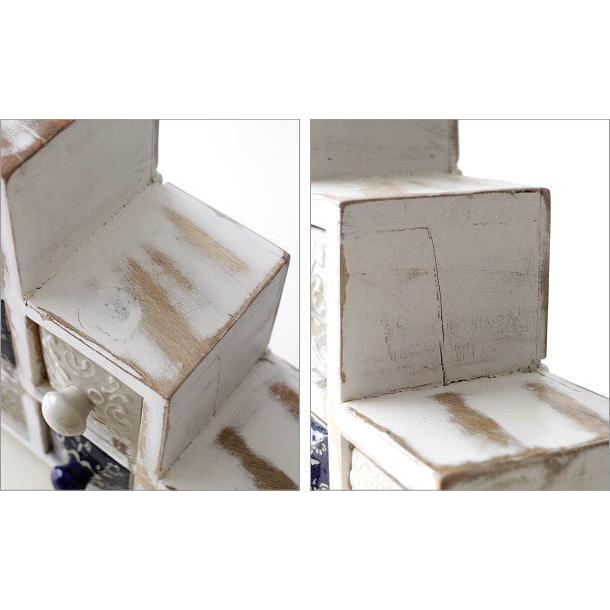 小物入れ 引き出し ミニチェスト 卓上 木製 陶器 アンティーク