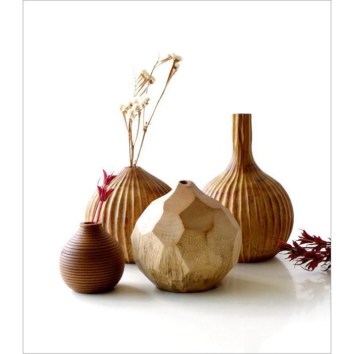 フラワーベース 木製 オブジェ おしゃれ 花瓶 花びん 花器 ドライ