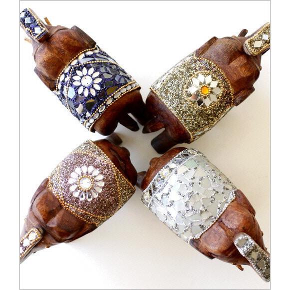 置物 オブジェ ぞう ゾウ 象 天然木 ビーズ おしゃれ かわいい 木製