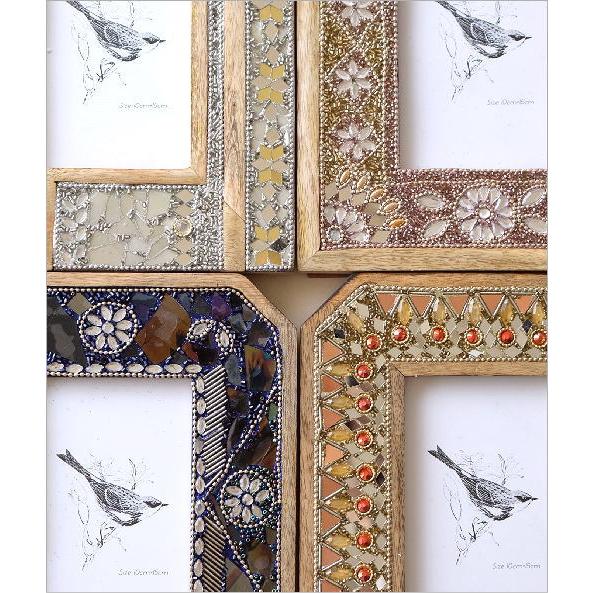 フォトフレーム 写真立て おしゃれ かわいい 木製 天然木 陶器 ビーズ