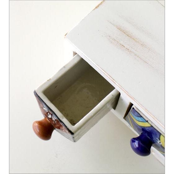 小物入れ 引き出し ミニチェスト 卓上 木製 陶器 アンティーク