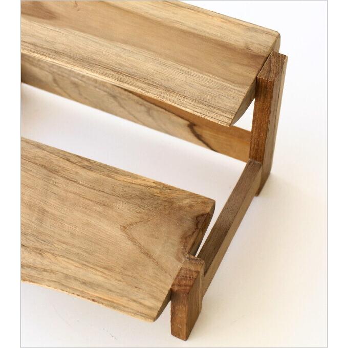 ディスプレイスタンド 木製 2段 卓上 飾り棚 無垢 天然木 小物置き