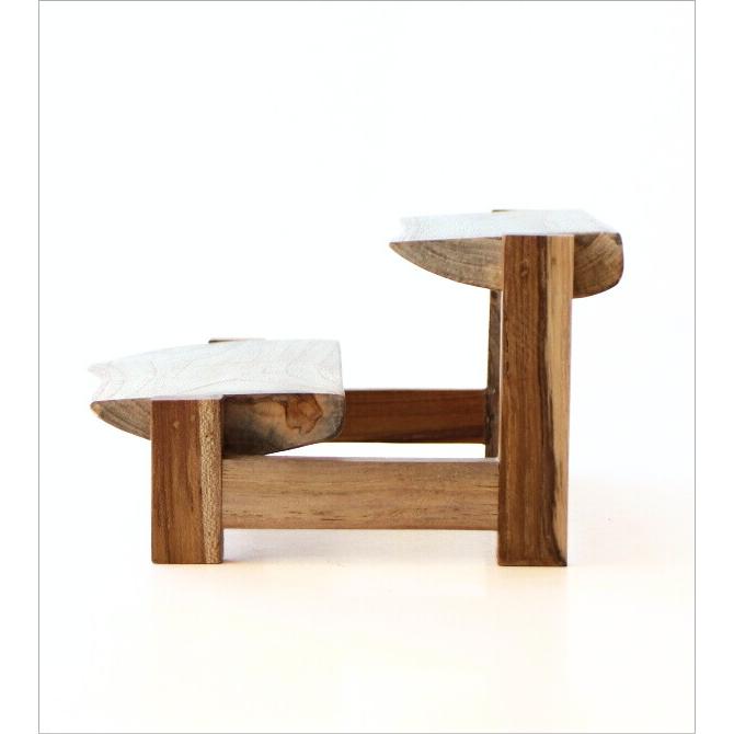 ディスプレイスタンド 木製 2段 卓上 飾り棚 無垢 天然木 小物置き