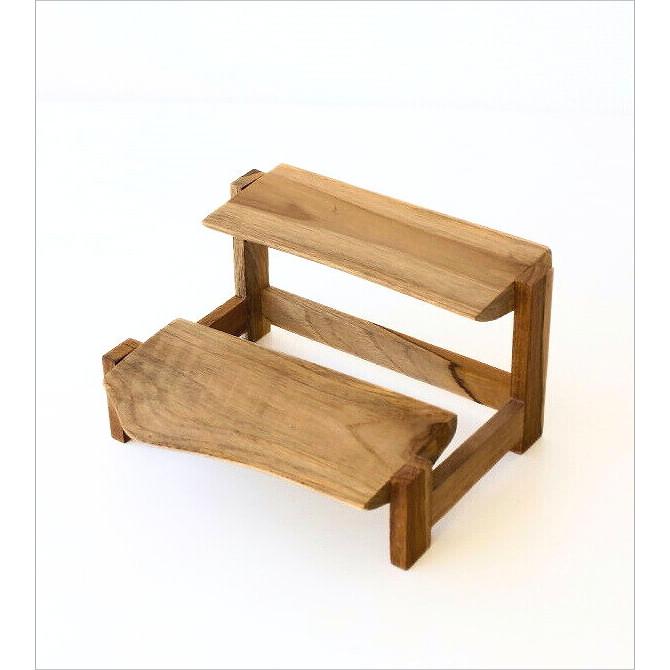 ディスプレイスタンド 木製 2段 卓上 飾り棚 無垢 天然木 小物置き