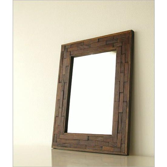 鏡 壁掛けミラー 木製 おしゃれ ウッド 天然木 玄関 ウォールミラー アジアン モダン ナチュラル デザイン 大きい 四角 スクエア 壁掛け組み木ミラー Tom7537 ギギリビング 通販 Yahoo ショッピング