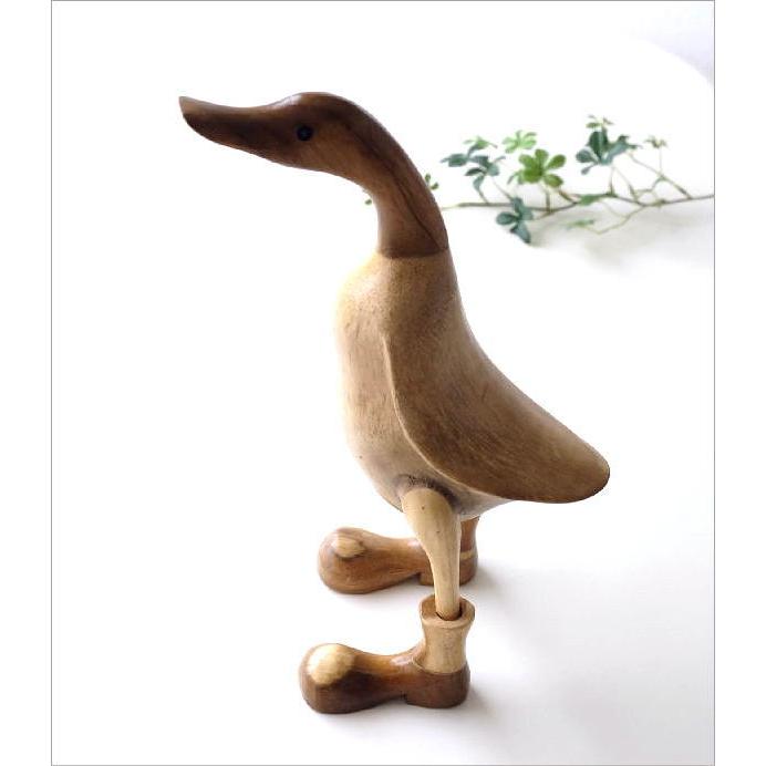 アヒル 鳥 ダック 置物 オブジェ おしゃれ 木彫り 木製 天然木