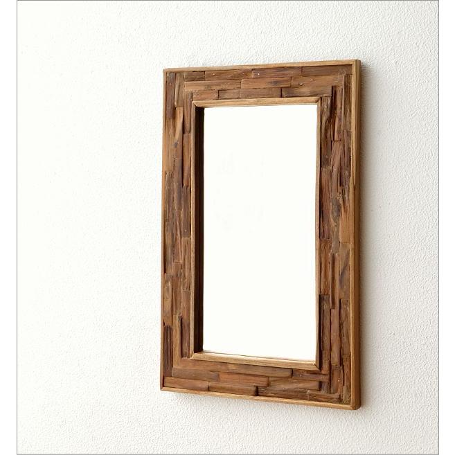 クラシック木製壁掛け鏡 鏡 壁掛け 木製 ウォールミラー 洗面所 トイレ 玄関 木 天然木 ウッド